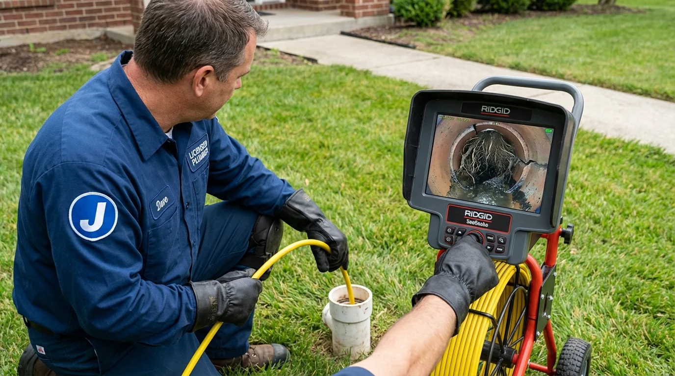 Sewer camera inspection being performed by Johns Plumbing LLC in Medora