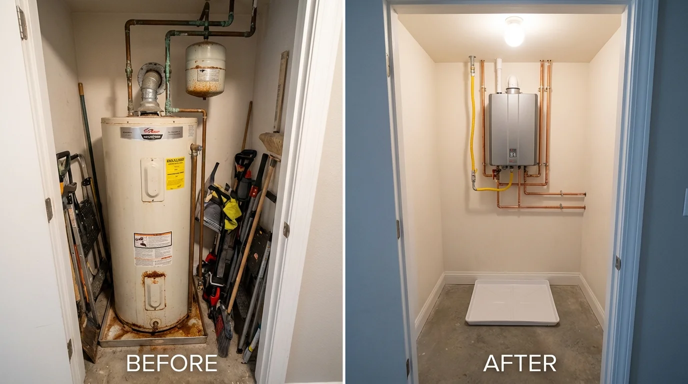 Tank water heater versus wall-mounted tankless unit comparison for Medora, ND homeowners
