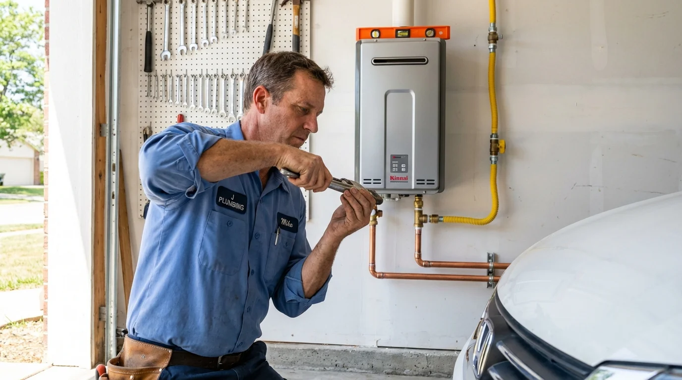Tankless water heater installation by a Johns Plumbing LLC plumber in Medora